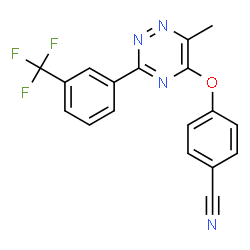 ChemSpider 2D Image | 4-({6-Methyl-3-[3-(trifluoromethyl)phenyl]-1,2,4-triazin-5-yl}oxy)benzonitrile | C18H11F3N4O