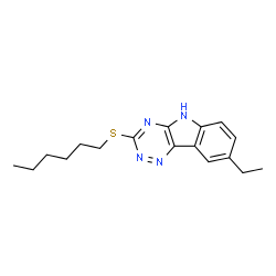 ChemSpider 2D Image | 8-Ethyl-3-(hexylsulfanyl)-5H-[1,2,4]triazino[5,6-b]indole | C17H22N4S