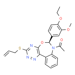 ChemSpider 2D Image | 1-[(6S)-3-(Allylsulfanyl)-6-(4-ethoxy-3-methoxyphenyl)[1,2,4]triazino[5,6-d][3,1]benzoxazepin-7(6H)-yl]ethanone | C24H24N4O4S