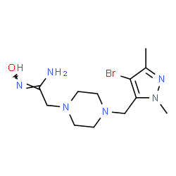 ChemSpider 2D Image | (1Z)-2-{4-[(4-Bromo-1,3-dimethyl-1H-pyrazol-5-yl)methyl]-1-piperazinyl}-N'-hydroxyethanimidamide | C12H21BrN6O