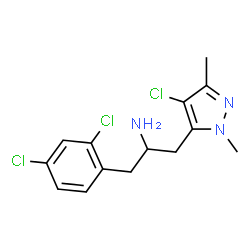 ChemSpider 2D Image | 1-(4-Chloro-1,3-dimethyl-1H-pyrazol-5-yl)-3-(2,4-dichlorophenyl)-2-propanamine | C14H16Cl3N3