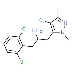 ChemSpider 2D Image | 1-(4-Chloro-1,3-dimethyl-1H-pyrazol-5-yl)-3-(2,6-dichlorophenyl)-2-propanamine | C14H16Cl3N3