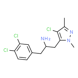 ChemSpider 2D Image | 1-(4-Chloro-1,3-dimethyl-1H-pyrazol-5-yl)-3-(3,4-dichlorophenyl)-2-propanamine | C14H16Cl3N3