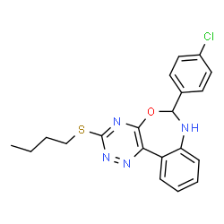 ChemSpider 2D Image | 3-(Butylsulfanyl)-6-(4-chlorophenyl)-6,7-dihydro[1,2,4]triazino[5,6-d][3,1]benzoxazepine | C20H19ClN4OS