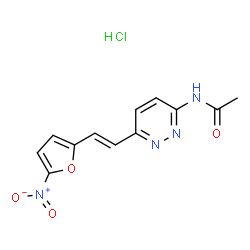 ChemSpider 2D Image | N-{6-[(E)-2-(5-Nitro-2-furyl)vinyl]-3-pyridazinyl}acetamide hydrochloride (1:1) | C12H11ClN4O4