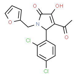 ChemSpider 2D Image | 4-Acetyl-5-(2,4-dichlorophenyl)-1-(2-furylmethyl)-3-hydroxy-1,5-dihydro-2H-pyrrol-2-one  | C17H13Cl2NO4