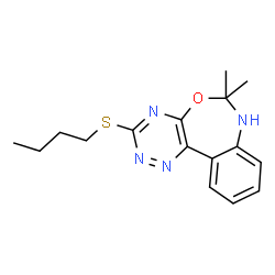 ChemSpider 2D Image | 3-(Butylsulfanyl)-6,6-dimethyl-6,7-dihydro[1,2,4]triazino[5,6-d][3,1]benzoxazepine | C16H20N4OS