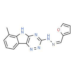 ChemSpider 2D Image | 3-[(2Z)-2-(2-Furylmethylene)hydrazino]-6-methyl-5H-[1,2,4]triazino[5,6-b]indole | C15H12N6O