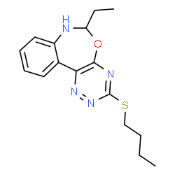 ChemSpider 2D Image | 3-(Butylsulfanyl)-6-ethyl-6,7-dihydro[1,2,4]triazino[5,6-d][3,1]benzoxazepine | C16H20N4OS