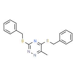 ChemSpider 2D Image | 3,5-Bis(benzylsulfanyl)-6-methyl-1,2,4-triazine | C18H17N3S2