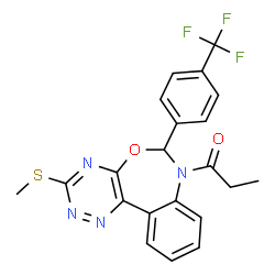 ChemSpider 2D Image | 1-[3-(Methylsulfanyl)-6-[4-(trifluoromethyl)phenyl][1,2,4]triazino[5,6-d][3,1]benzoxazepin-7(6H)-yl]-1-propanone | C21H17F3N4O2S