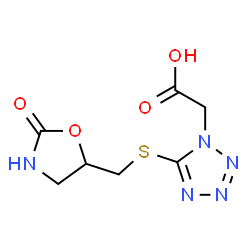 ChemSpider 2D Image | (5-{[(2-Oxo-1,3-oxazolidin-5-yl)methyl]sulfanyl}-1H-tetrazol-1-yl)acetic acid | C7H9N5O4S