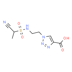 ChemSpider 2D Image | 1-(2-{[(1-Cyanoethyl)sulfonyl]amino}ethyl)-1H-1,2,3-triazole-4-carboxylic acid | C8H11N5O4S