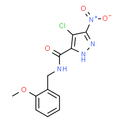 ChemSpider 2D Image | 4-Chloro-N-(2-methoxybenzyl)-3-nitro-1H-pyrazole-5-carboxamide | C12H11ClN4O4