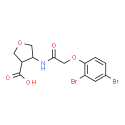 ChemSpider 2D Image | 4-{[(2,4-Dibromophenoxy)acetyl]amino}tetrahydro-3-furancarboxylic acid | C13H13Br2NO5