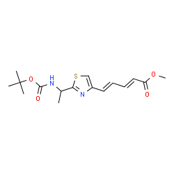 ChemSpider 2D Image | Methyl (2E,4E)-5-{2-[1-({[(2-methyl-2-propanyl)oxy]carbonyl}amino)ethyl]-1,3-thiazol-4-yl}-2,4-pentadienoate | C16H22N2O4S