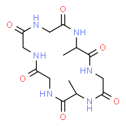 ChemSpider 2D Image | Cyclo(alanylglycylalanylglycylglycylglycyl) | C14H22N6O6