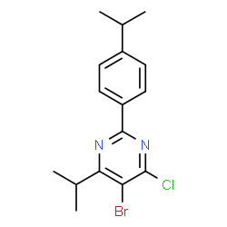 ChemSpider 2D Image | 5-Bromo-4-chloro-6-isopropyl-2-(4-isopropylphenyl)pyrimidine | C16H18BrClN2