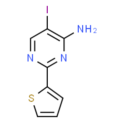 ChemSpider 2D Image | 5-Iodo-2-(2-thienyl)-4-pyrimidinamine | C8H6IN3S
