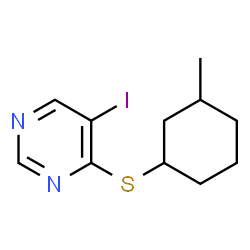 ChemSpider 2D Image | 5-Iodo-4-[(3-methylcyclohexyl)sulfanyl]pyrimidine | C11H15IN2S