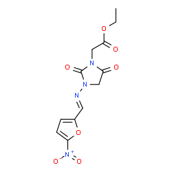 ChemSpider 2D Image | Ethyl 1-(5-nitrofurfurylideneamino)-3-hydantoinacetate | C12H12N4O7
