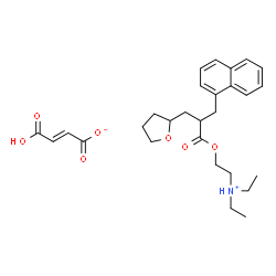 ChemSpider 2D Image | N,N-Diethyl-2-{[3-(1-naphthyl)-2-(tetrahydro-2-furanylmethyl)propanoyl]oxy}ethanaminium (2E)-3-carboxyacrylate | C28H37NO7