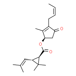 ChemSpider 2D Image | (1R)-3-[(2Z)-2-Buten-1-yl]-2-methyl-4-oxo-2-cyclopenten-1-yl (1R,3R)-2,2-dimethyl-3-(2-methyl-1-propen-1-yl)cyclopropanecarboxylate | C20H28O3