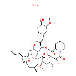 ChemSpider 2D Image | (1R,9S,12S,13R,14S,17R,18E,21S,23S,24R,25S,27R)-17-Allyl-1,14-dihydroxy-12-{(1E)-1-[(3R,4R)-4-hydroxy-3-methoxycyclohexyl]-1-propen-2-yl}-23,25-dimethoxy-13,19,21,27-tetramethyl-11,28-dioxa-4-azatricy
clo[22.3.1.0~4,9~]octacos-18-ene-2,3,10,16-tetrone hydrate (1:1) | C44H71NO13