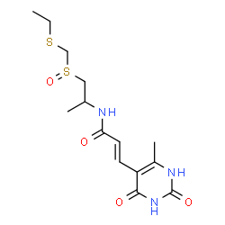 ChemSpider 2D Image | (2E)-N-(1-{[(Ethylsulfanyl)methyl]sulfinyl}-2-propanyl)-3-(6-methyl-2,4-dioxo-1,2,3,4-tetrahydro-5-pyrimidinyl)acrylamide | C14H21N3O4S2