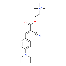 ChemSpider 2D Image | 2-({(2E)-2-Cyano-3-[4-(diethylamino)phenyl]-2-propenoyl}oxy)-N,N,N-trimethylethanaminium | C19H28N3O2