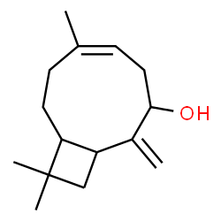ChemSpider 2D Image | 6,10,10-Trimethyl-2-methylenebicyclo(7.2.0)undec-5-en-3-ol | C15H24O