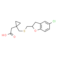 ChemSpider 2D Image | [1-({[(5-Chloro-2,3-dihydro-1-benzofuran-2-yl)methyl]sulfanyl}methyl)cyclopropyl]acetic acid | C15H17ClO3S