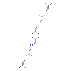 ChemSpider 2D Image | (2E,2'E)-N,N'-[1,4-Cyclohexanediylbis(methylene)]bis(3,7-dimethyl-2,6-octadien-1-amine) | C28H50N2