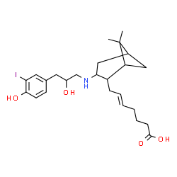 ChemSpider 2D Image | (5E)-7-(3-{[2-Hydroxy-3-(4-hydroxy-3-iodophenyl)propyl]amino}-6,6-dimethylbicyclo[3.1.1]hept-2-yl)-5-heptenoic acid | C25H36INO4