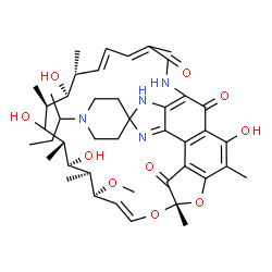 ChemSpider 2D Image | (7S,9E,11S,12S,13S,14R,16R,17S,18S)-1'-sec-Butyl-2,13,15,17-tetrahydroxy-11-methoxy-3,7,12,14,16,18,22-heptamethyl-6H,23H,32H-spiro[8,33-dioxa-24,27,29-triazapentacyclo[23.6.1.1~4,7~.0~5,31~.0~26,30~]
tritriaconta-1(31),2,4,9,19,21,25,29-octaene-28,4'-piperidine]-6,23,32-trione | C44H60N4O10