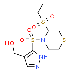 ChemSpider 2D Image | (5-{[3-(Ethylsulfonyl)-4-thiomorpholinyl]sulfonyl}-1H-pyrazol-4-yl)methanol | C10H17N3O5S3