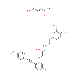 ChemSpider 2D Image | 1-{[2-(3,4-Dimethoxyphenyl)ethyl]amino}-3-(2-{[4-(dimethylamino)phenyl]ethynyl}-5-methoxyphenoxy)-2-propanol (2E)-2-butenedioate (1:1) | C34H40N2O9