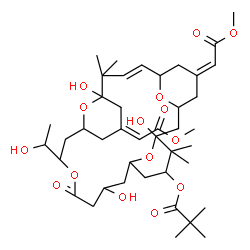 ChemSpider 2D Image | (5Z,13Z)-1,11,21-Trihydroxy-17-(1-hydroxyethyl)-5,13-bis(2-methoxy-2-oxoethylidene)-10,10,26,26-tetramethyl-19-oxo-18,27,28,29-tetraoxatetracyclo[21.3.1.1~3,7~.1~11,15~]nonacos-8-en-25-yl pivalate | C42H64O15