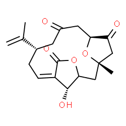 ChemSpider 2D Image | (1S,6Z,9S,13S,17R)-17-Hydroxy-9-isopropenyl-1-methyl-4,16-dioxatricyclo[11.2.1.1~3,6~]heptadec-6-ene-5,11,14-trione | C19H24O6