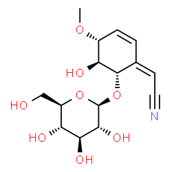 ChemSpider 2D Image | (2Z)-[(4R,5S,6S)-6-(beta-D-Glucopyranosyloxy)-5-hydroxy-4-methoxy-2-cyclohexen-1-ylidene]acetonitrile | C15H21NO8