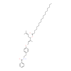 ChemSpider 2D Image | (2E)-1-{4-[2-(Benzoylamino)ethyl]phenoxy}-3,7-dimethyl-2,6-octadien-4-yl stearate | C43H65NO4