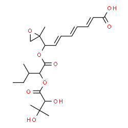 ChemSpider 2D Image | 2,4,6-Octatrienoic acid, 8-((2-(2,3-dihydroxy-3-methyl-1-oxobutoxy)-3-methyl-1-oxopentyl)oxy)-8-(2-methyloxiranyl)- | C22H32O9