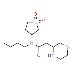 ChemSpider 2D Image | N-Butyl-N-(1,1-dioxidotetrahydro-3-thiophenyl)-2-(3-thiomorpholinyl)acetamide | C14H26N2O3S2