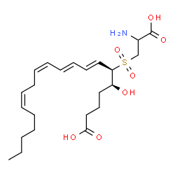 ChemSpider 2D Image | (5S,6R,7E,9E,11Z,14Z)-6-[(2-Amino-2-carboxyethyl)sulfonyl]-5-hydroxy-7,9,11,14-icosatetraenoic acid | C23H37NO7S