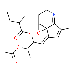 ChemSpider 2D Image | (1Z)-3-Acetoxy-1-(5-methyl-2,3-dihydrocyclopenta[b]oxireno[c]pyridin-7(1aH)-ylidene)-2-butanyl 2-methylbutanoate | C20H27NO5