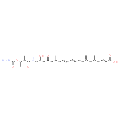ChemSpider 2D Image | (2E,10E,12E)-20-{[3-(Carbamoyloxy)-2-methylbutanoyl]amino}-19-hydroxy-3,5,15-trimethyl-7-methylene-17-oxo-2,10,12-icosatrienoic acid | C30H48N2O7