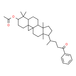 ChemSpider 2D Image | 4,4,14-Trimethyl-24-oxo-24-phenyl-9,19-cyclocholan-3-yl acetate | C35H50O3