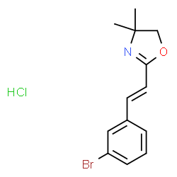 ChemSpider 2D Image | 2-[(E)-2-(3-Bromophenyl)vinyl]-4,4-dimethyl-4,5-dihydro-1,3-oxazole hydrochloride (1:1) | C13H15BrClNO