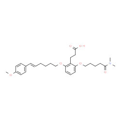 ChemSpider 2D Image | 3-(2-{[5-(Dimethylamino)-5-oxopentyl]oxy}-6-{[(5E)-6-(4-methoxyphenyl)-5-hexen-1-yl]oxy}phenyl)propanoic acid | C29H39NO6