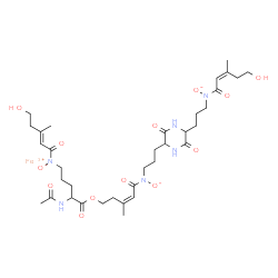 ChemSpider 2D Image | Iron(3+) (3Z)-5-[{3-[5-(3-{[(2Z)-5-hydroxy-3-methyl-2-pentenoyl](oxido)amino}propyl)-3,6-dioxo-2-piperazinyl]propyl}(oxido)amino]-3-methyl-5-oxo-3-penten-1-yl N~2~-acetyl-N~5~-[(2E)-5-hydroxy-3-methyl
-2-pentenoyl]-N~5~-oxidoornithinate | C35H53FeN6O13